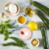 продукти за салата от тиквички с бурата